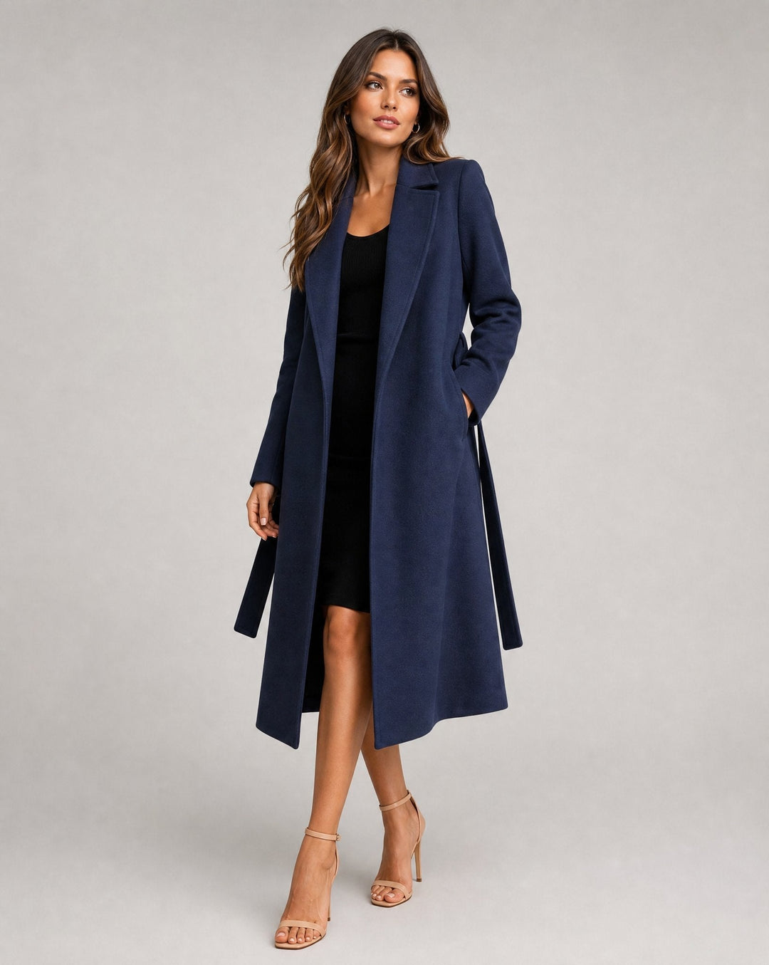 Cassandra | Belted Long Lapel Coat