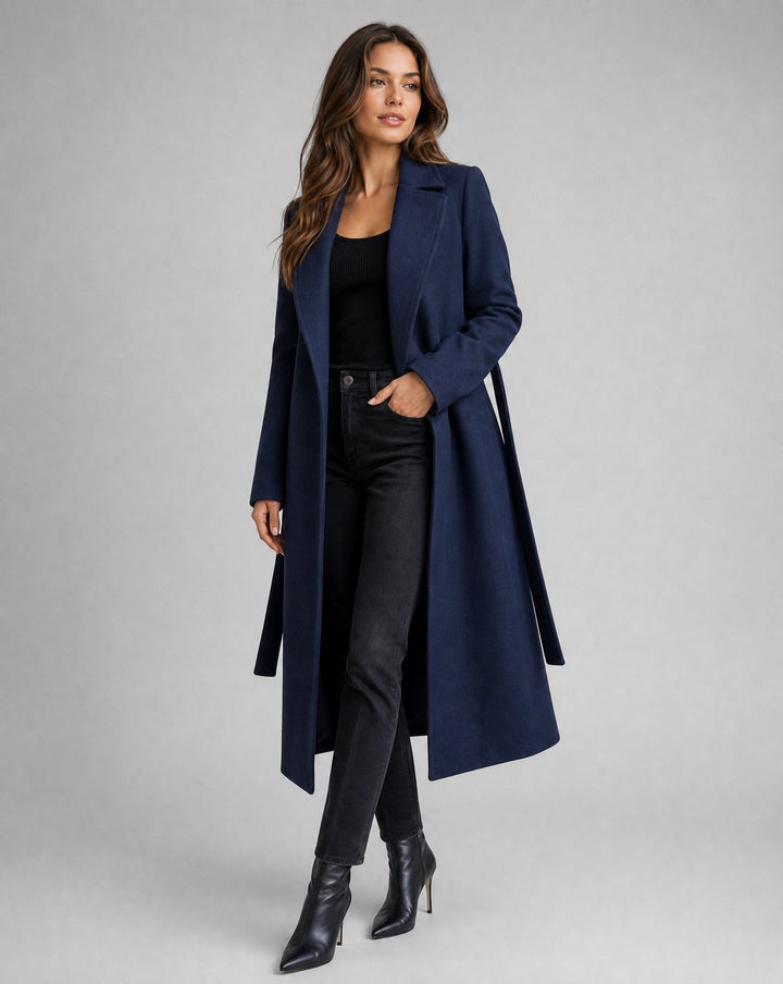 Cassandra | Belted Long Lapel Coat