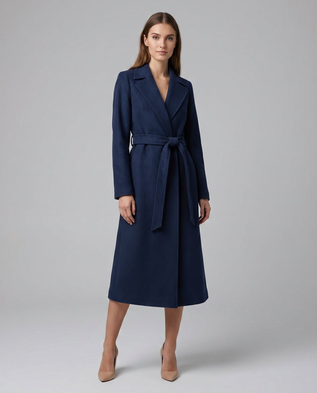 Cassandra | Belted Long Lapel Coat