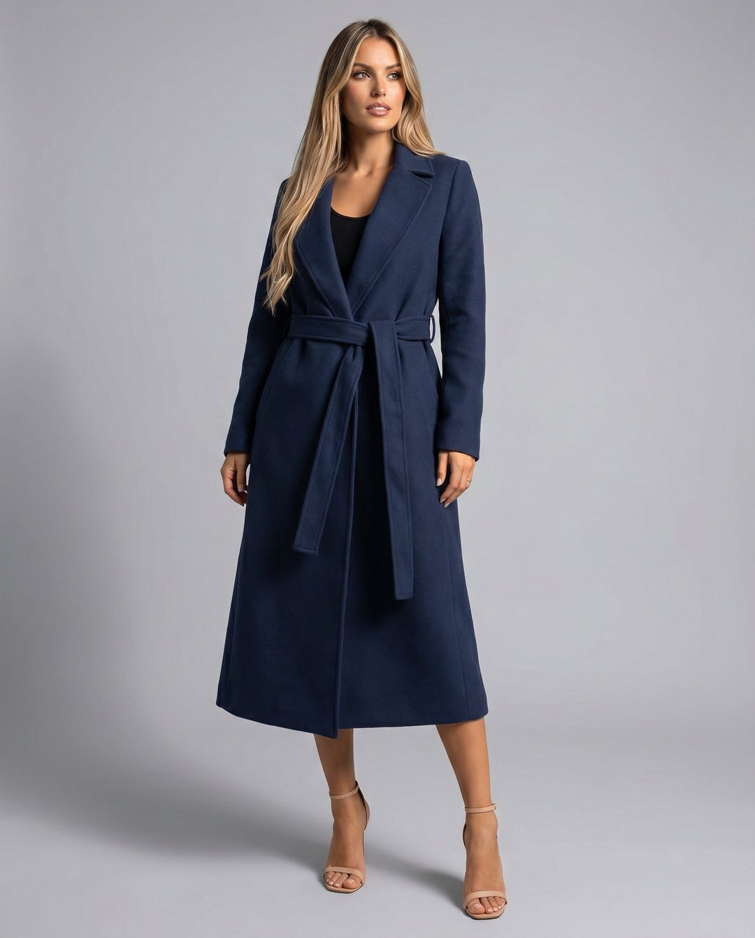 Cassandra | Belted Long Lapel Coat