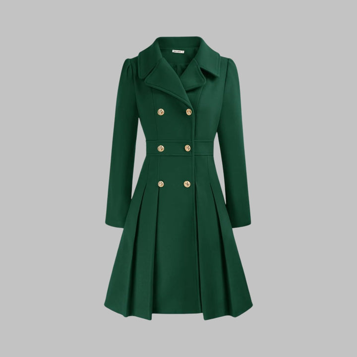 Vivienne | Double-Breasted Pleated A-Line Coat