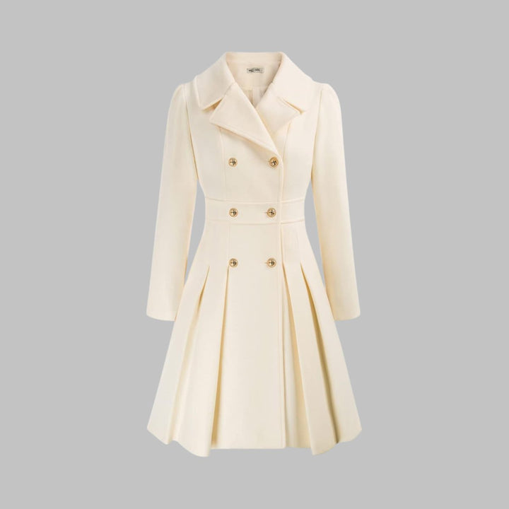 Vivienne | Double-Breasted Pleated A-Line Coat