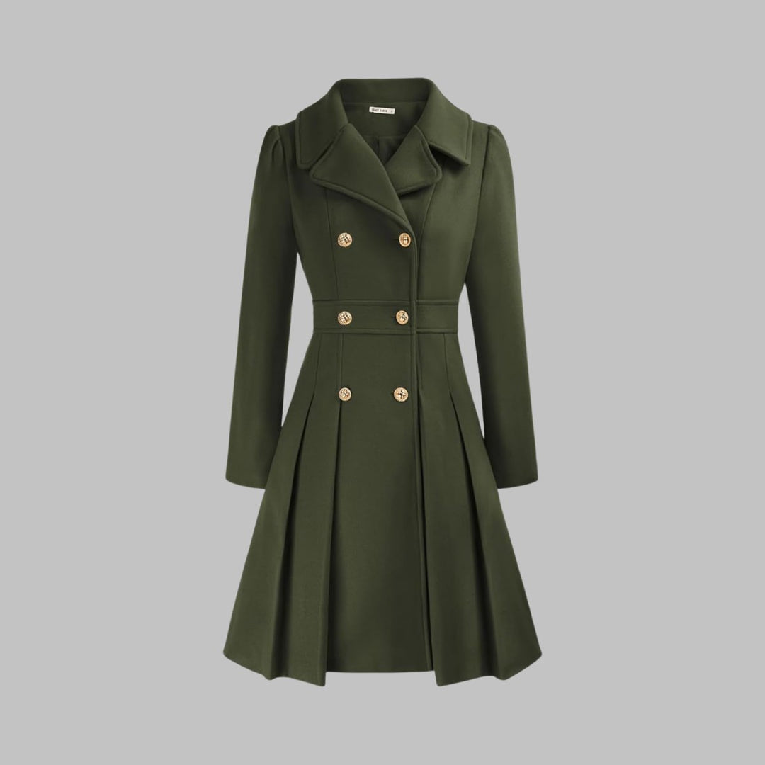 Vivienne | Double-Breasted Pleated A-Line Coat