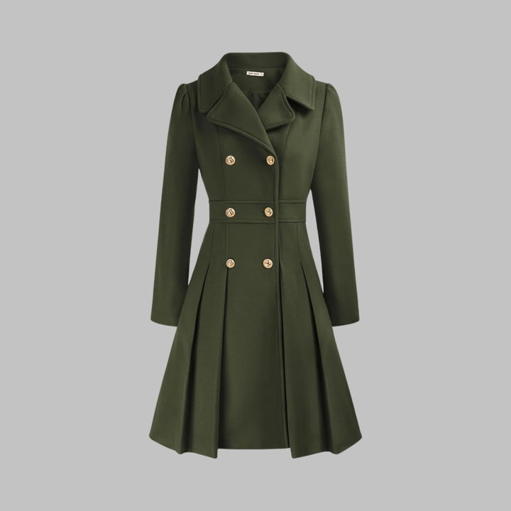 Vivienne | Double-Breasted Pleated A-Line Coat