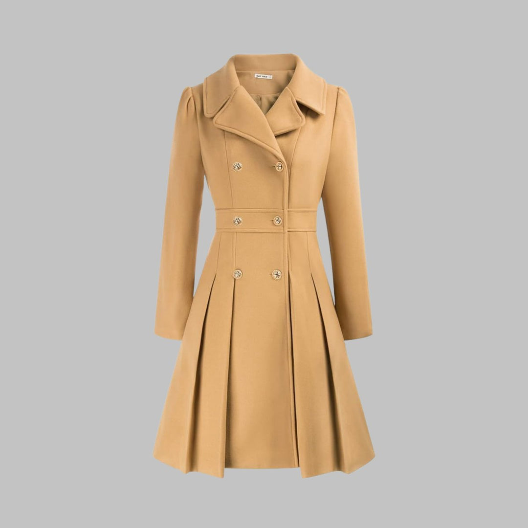 Vivienne | Double-Breasted Pleated A-Line Coat