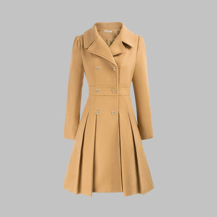 Vivienne | Double-Breasted Pleated A-Line Coat
