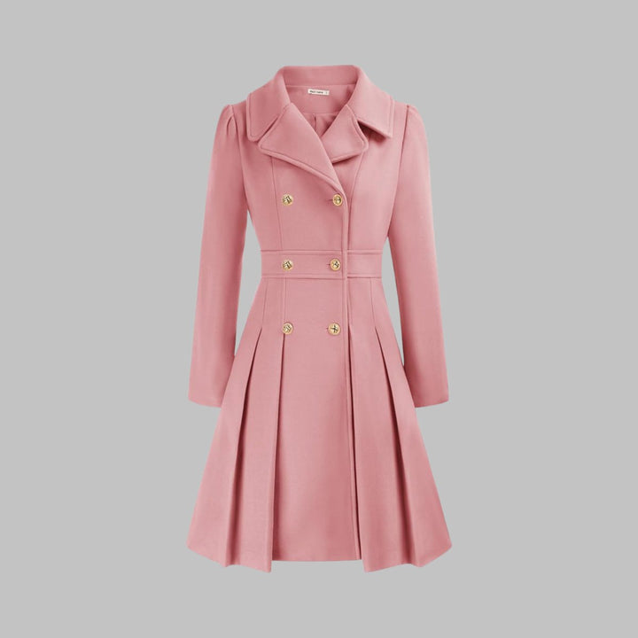 Vivienne | Double-Breasted Pleated A-Line Coat