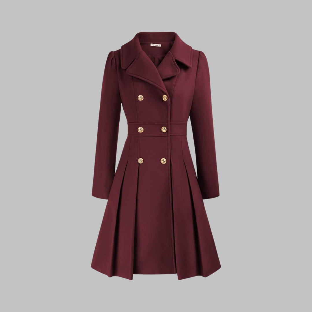 Vivienne | Double-Breasted Pleated A-Line Coat