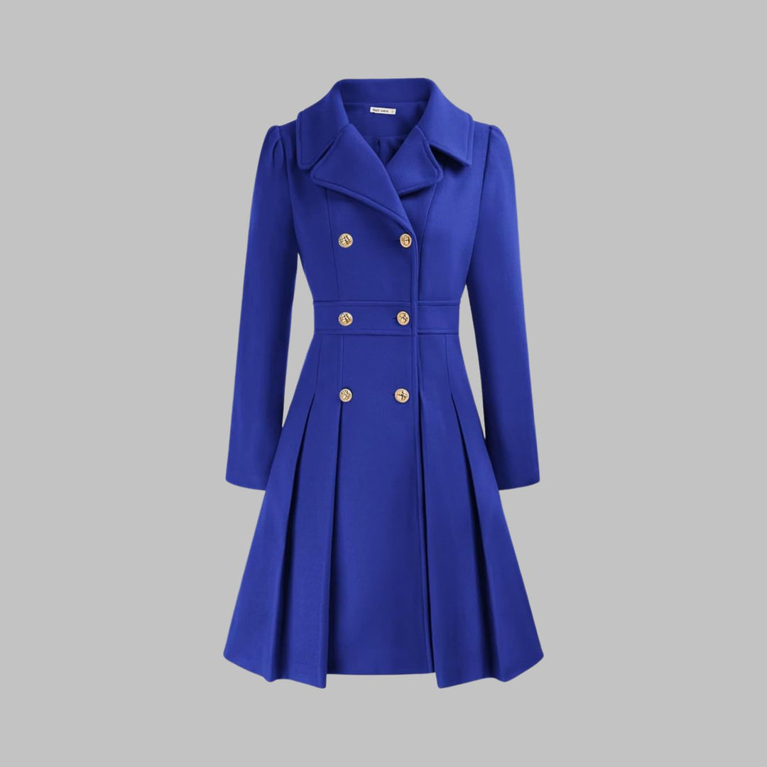 Vivienne | Double-Breasted Pleated A-Line Coat