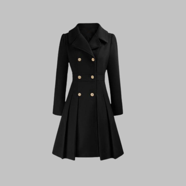 Vivienne | Double-Breasted Pleated A-Line Coat