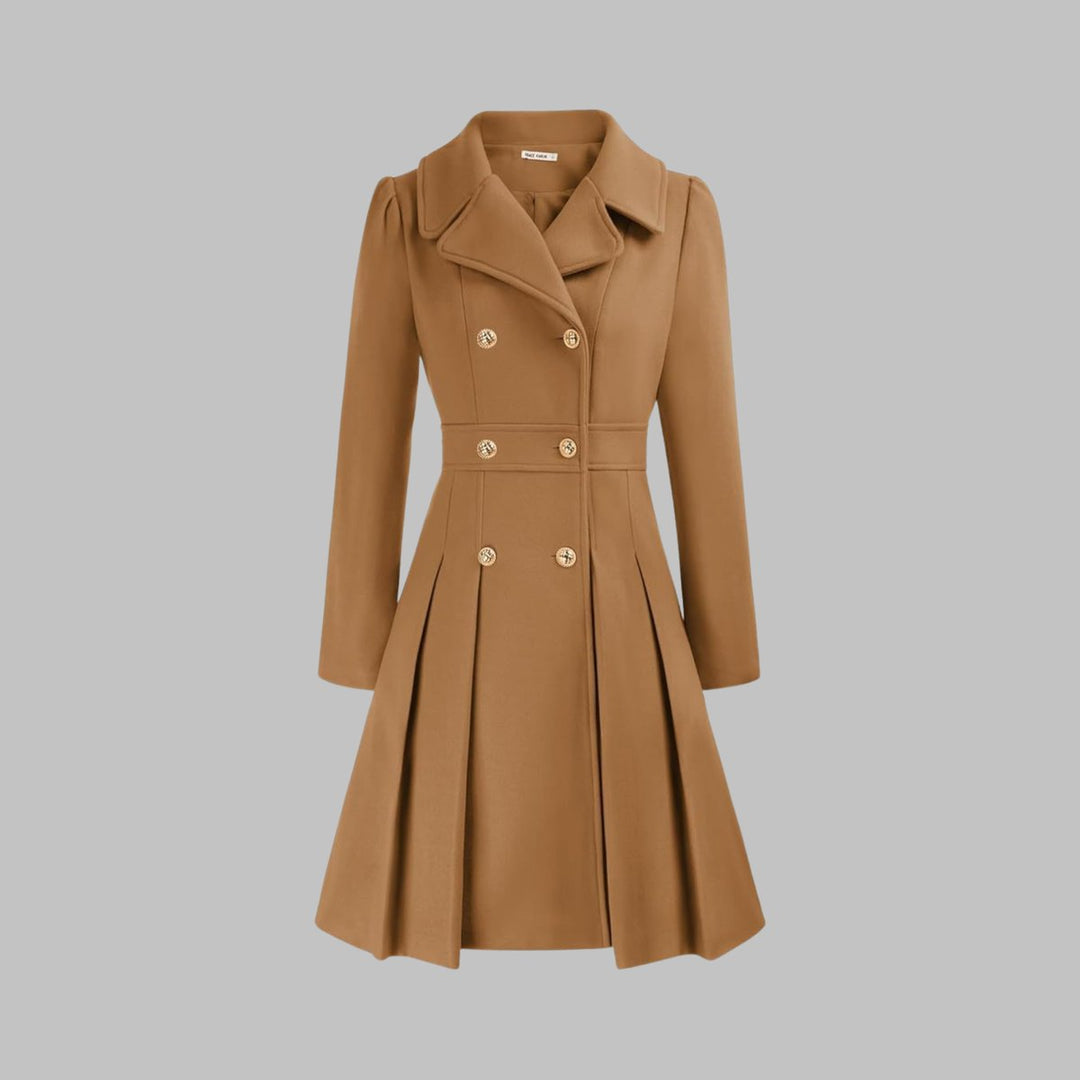Vivienne | Double-Breasted Pleated A-Line Coat