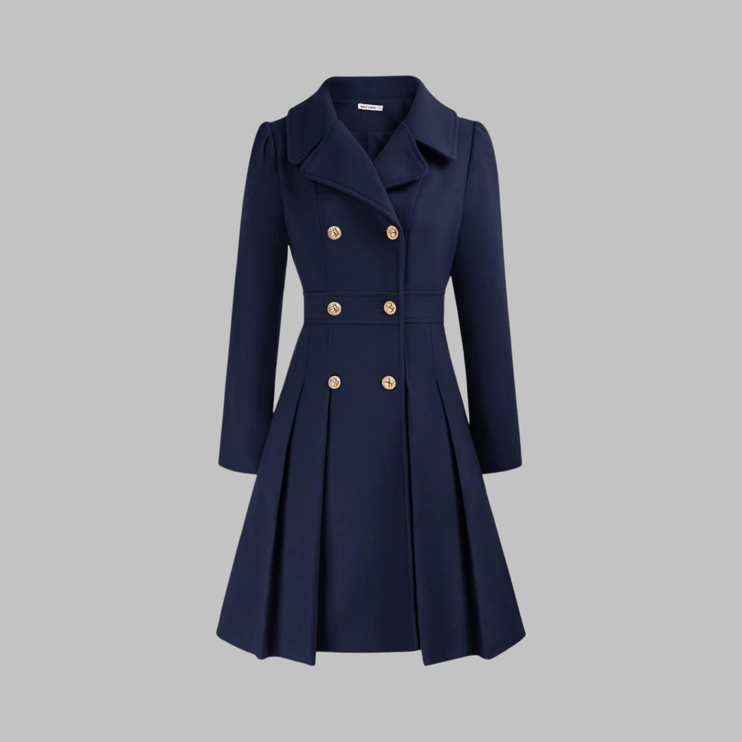 Vivienne | Double-Breasted Pleated A-Line Coat