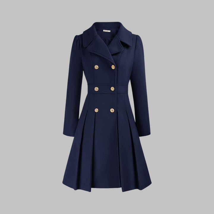 Vivienne | Double-Breasted Pleated A-Line Coat