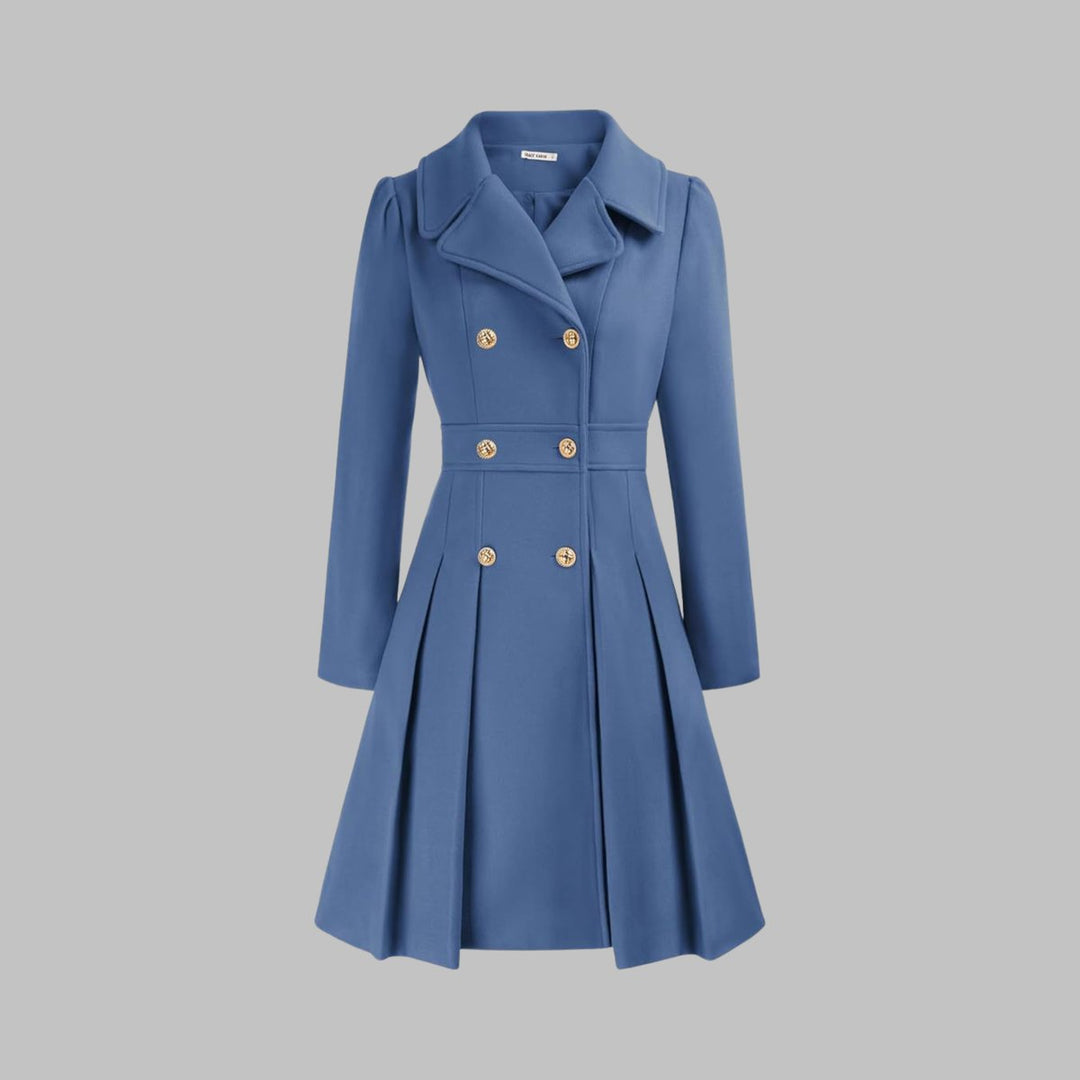 Vivienne | Double-Breasted Pleated A-Line Coat