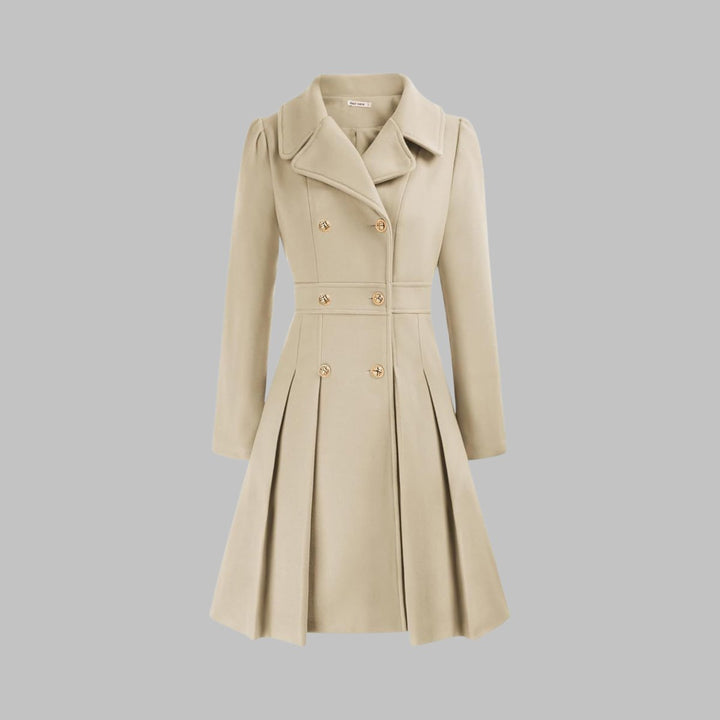 Vivienne | Double-Breasted Pleated A-Line Coat