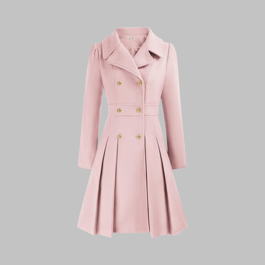 Vivienne | Double-Breasted Pleated A-Line Coat