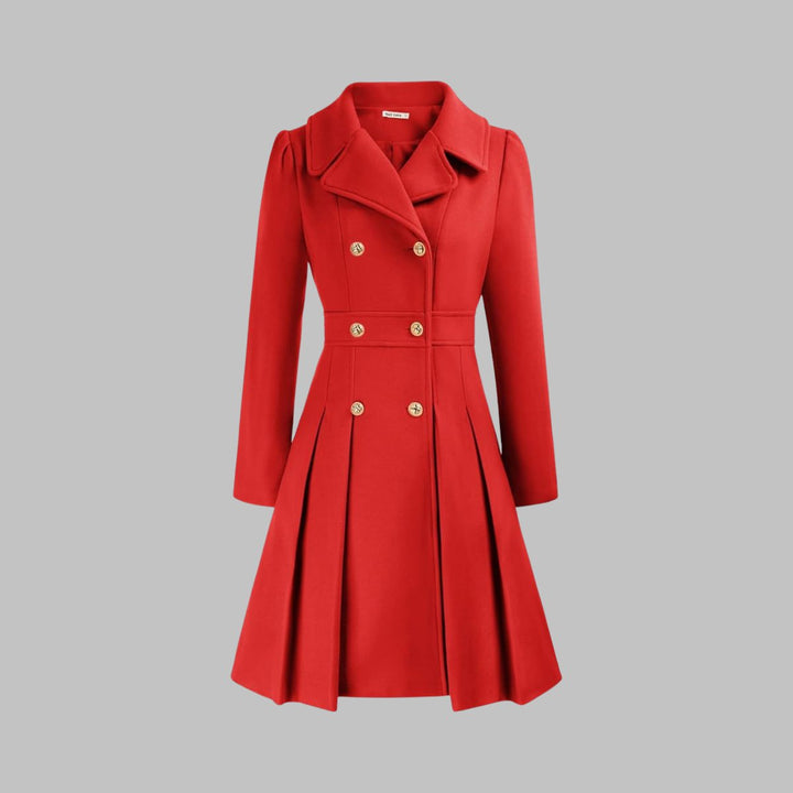 Vivienne | Double-Breasted Pleated A-Line Coat