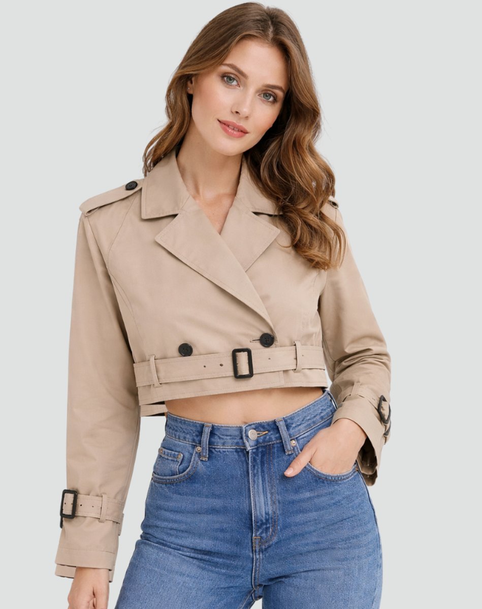 Clarissa | Cropped Belted Trench Jacket