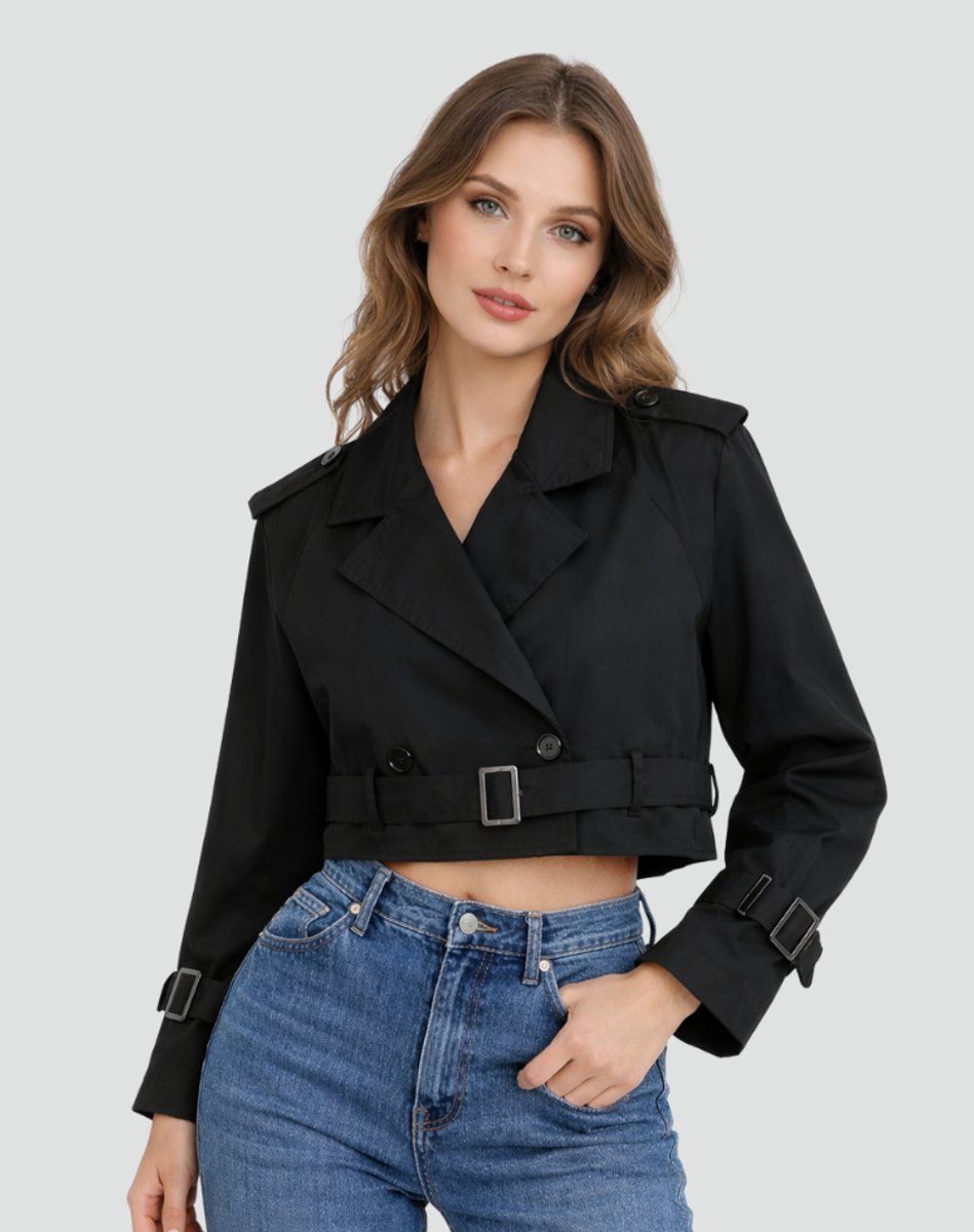 Clarissa | Cropped Belted Trench Jacket