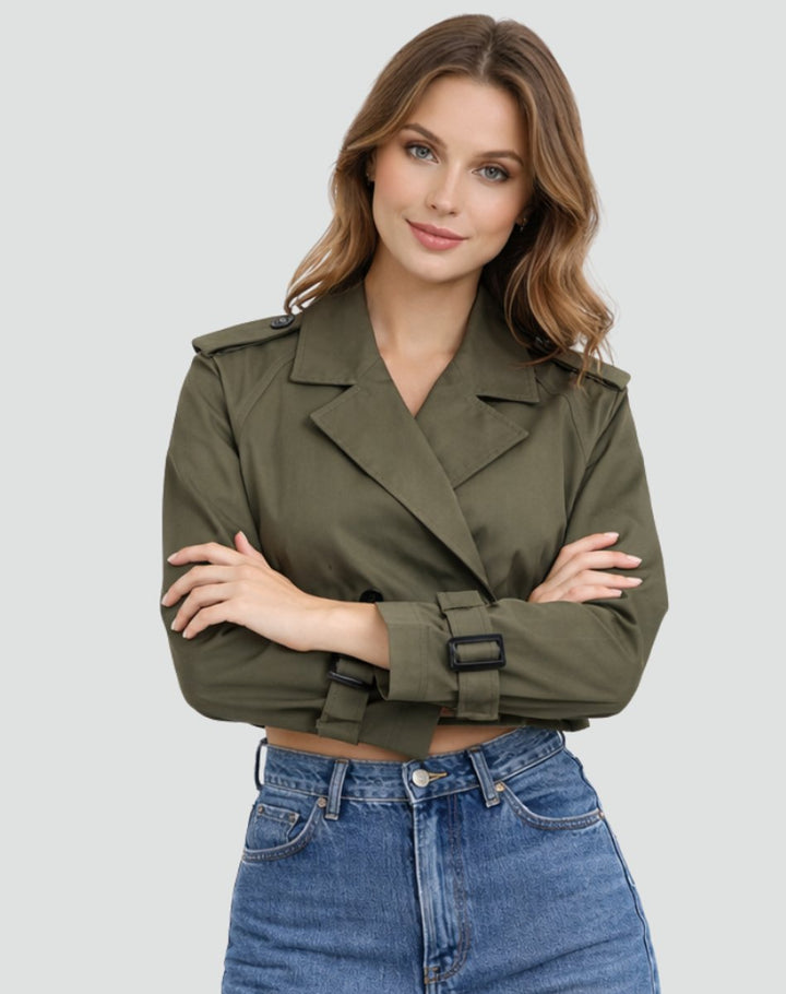 Clarissa | Cropped Belted Trench Jacket