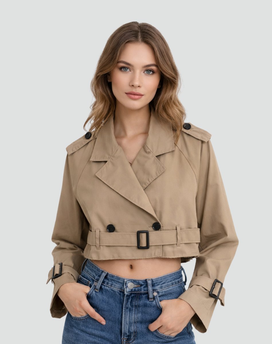 Clarissa | Cropped Belted Trench Jacket