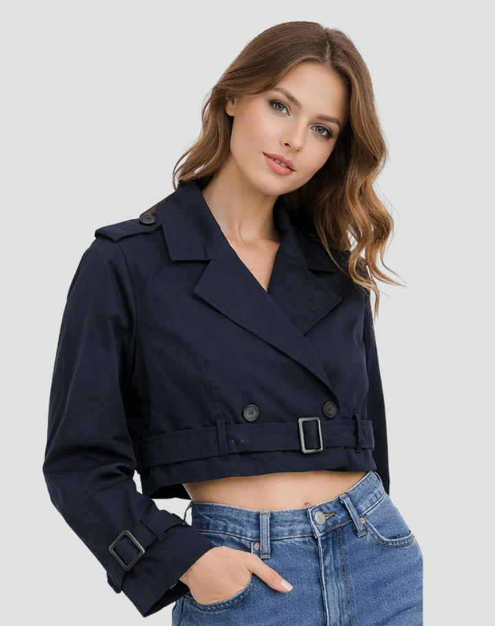 Clarissa | Cropped Belted Trench Jacket