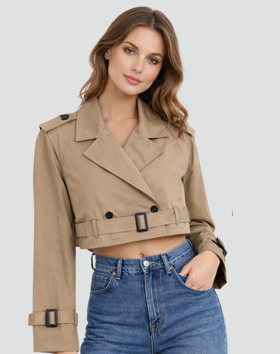 Clarissa | Cropped Belted Trench Jacket