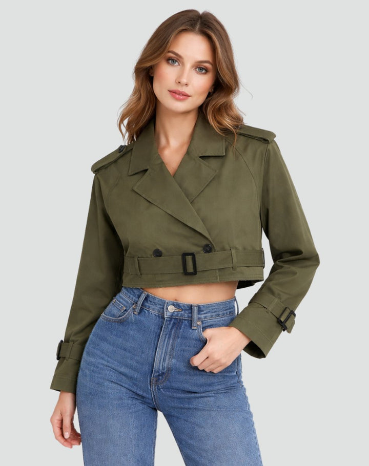 Clarissa | Cropped Belted Trench Jacket