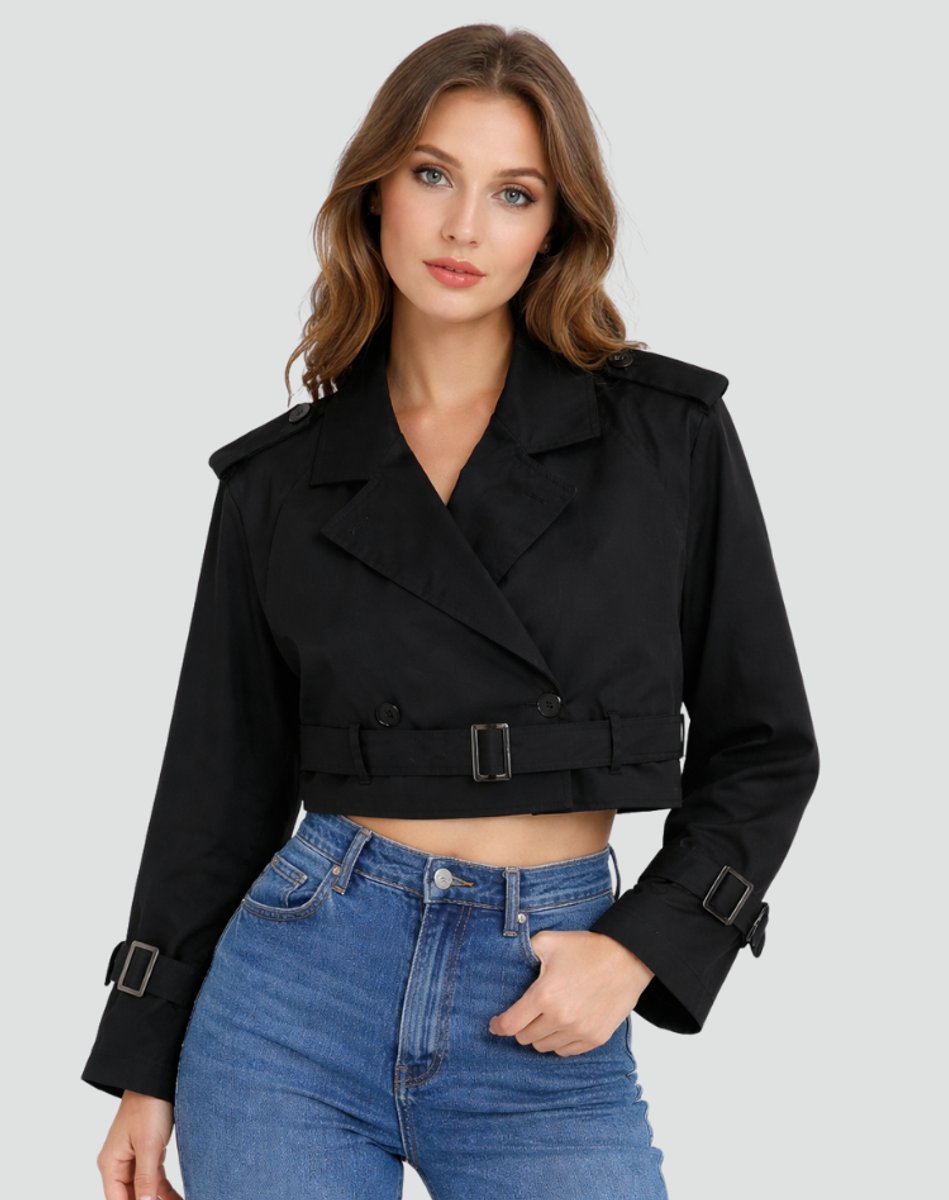 Clarissa | Cropped Belted Trench Jacket