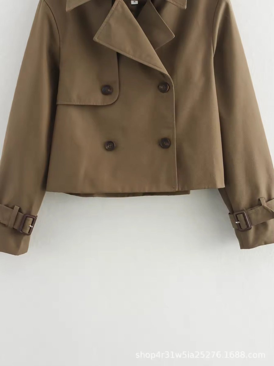 Helena | Cropped Double-Breasted Trench Coat