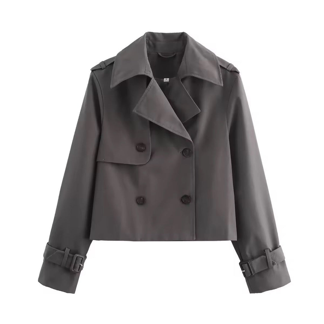 Helena | Cropped Double-Breasted Trench Coat