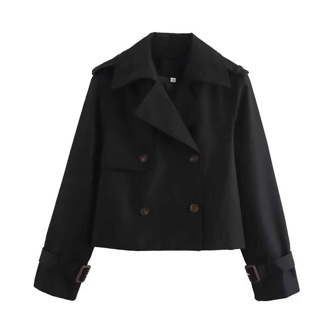 Pauline | Cropped Double-Breasted Trench Coat