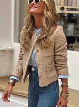 Naomi | Cropped Textured Button-Front Jacket