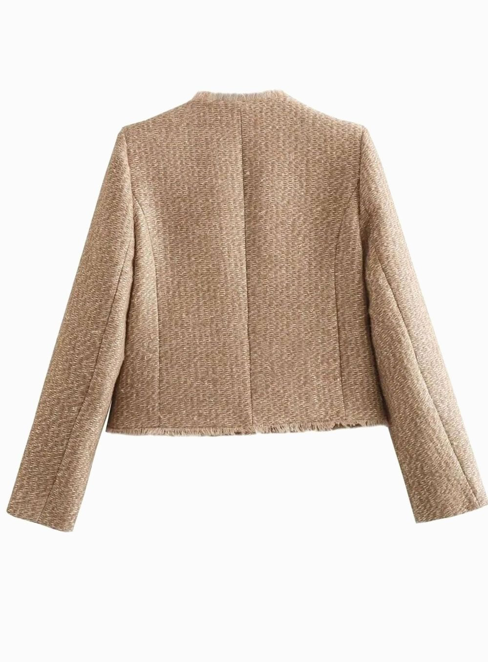 Naomi | Cropped Textured Button-Front Jacket