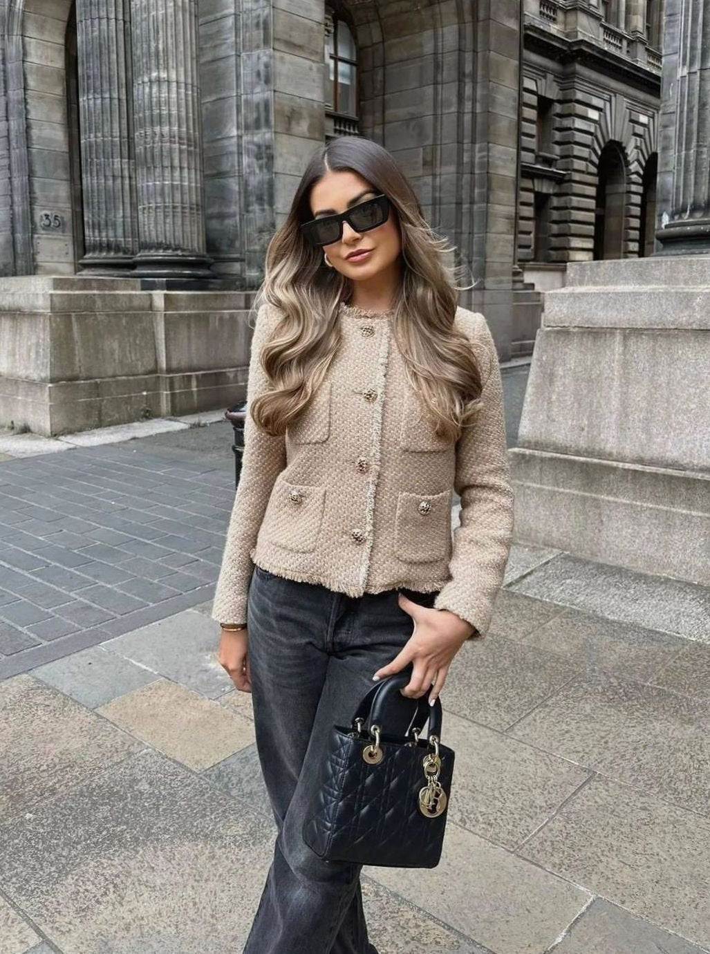 Naomi | Cropped Textured Button-Front Jacket