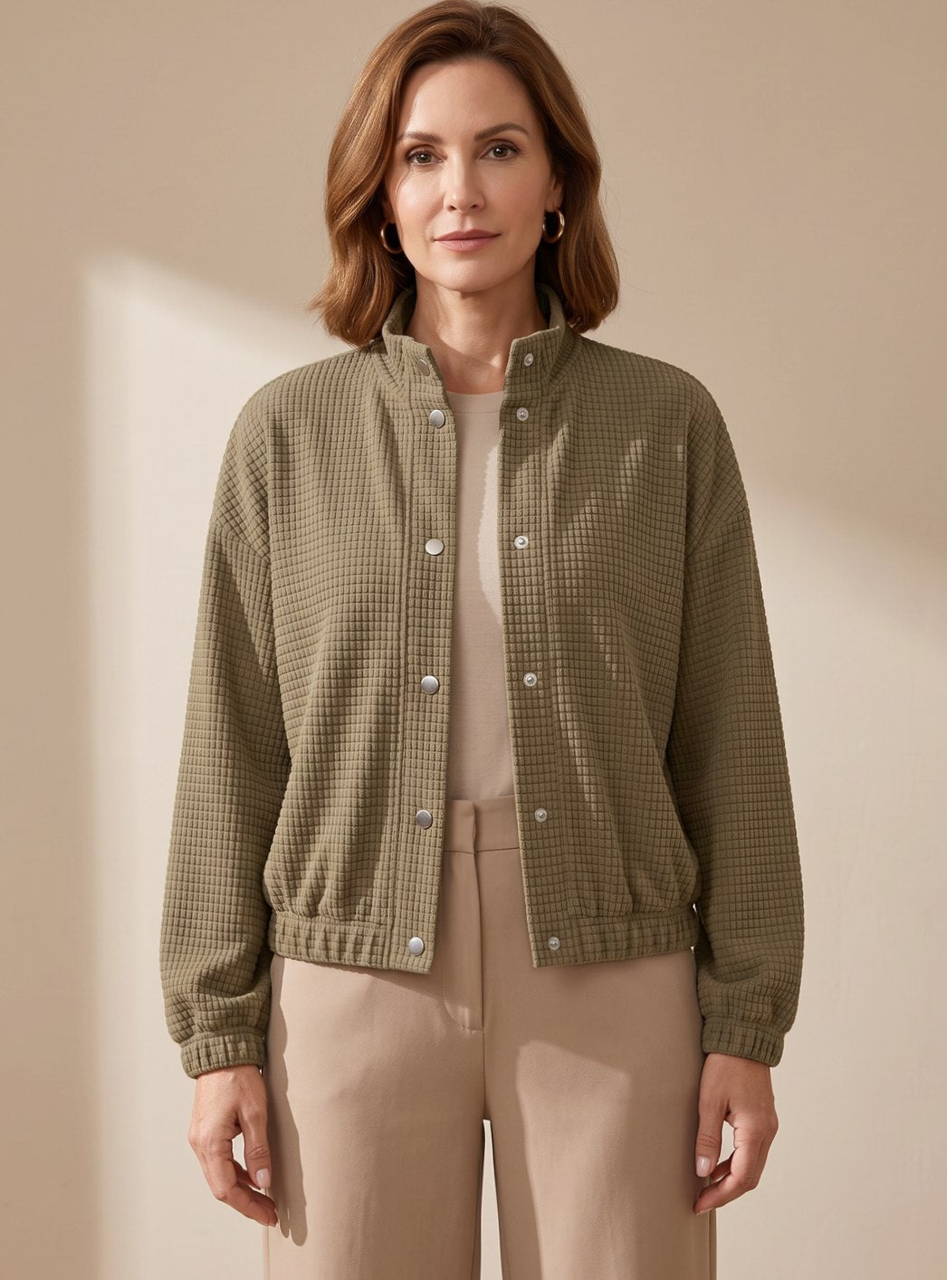 Rosalind | Cropped Textured Stand-Collar Jacket