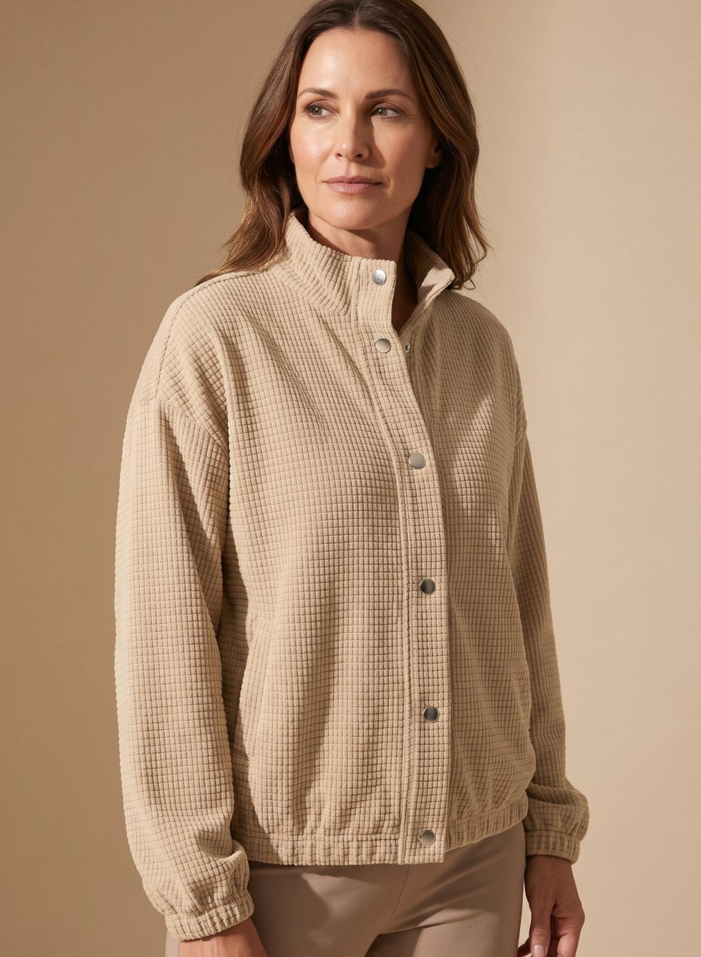 Rosalind | Cropped Textured Stand-Collar Jacket