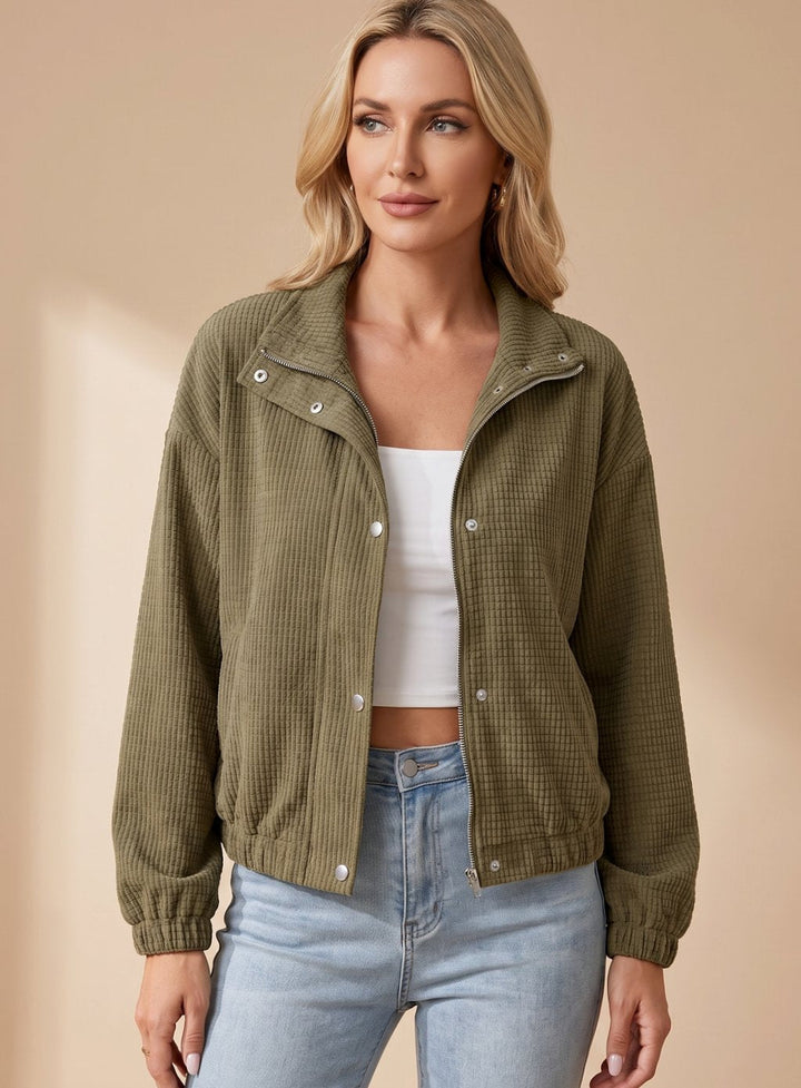 Rosalind | Cropped Textured Stand-Collar Jacket