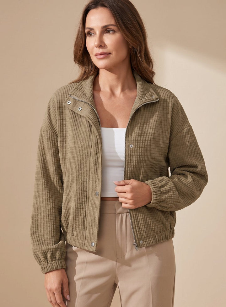 Rosalind | Cropped Textured Stand-Collar Jacket
