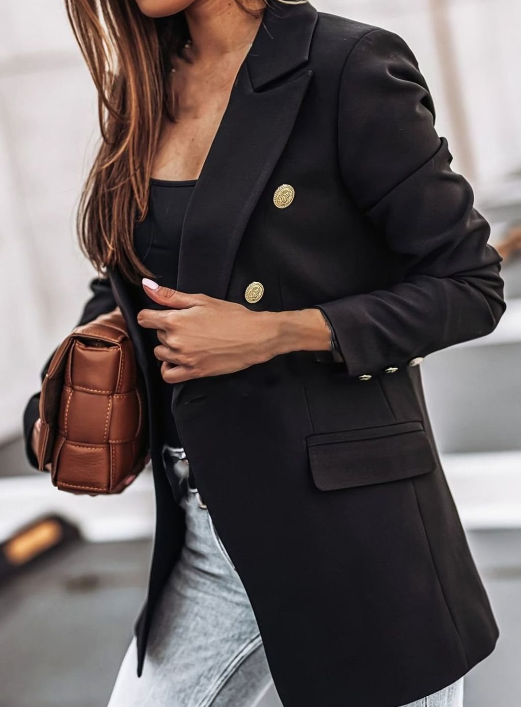 Hadley | Double-Breasted Gold-Button Blazer