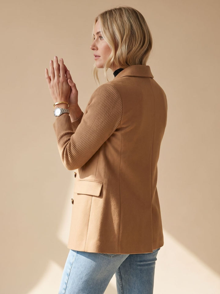 Gillian | Double-Breasted Knit-Sleeve Blazer