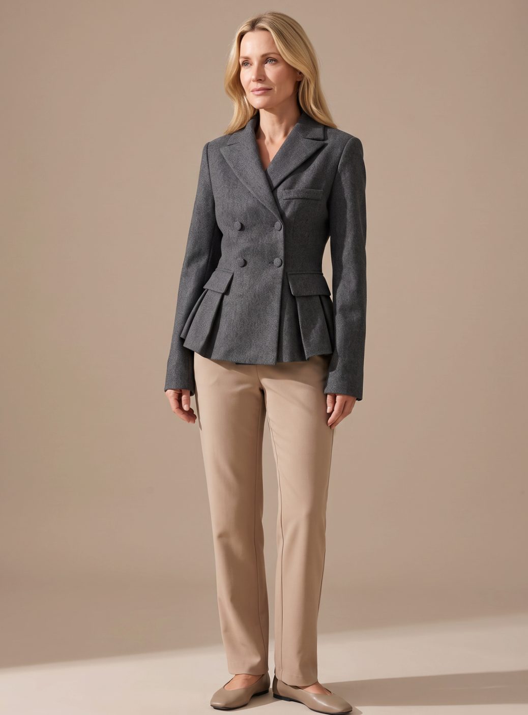 Eleanora | Tailored Double-Breasted Peplum Blazer