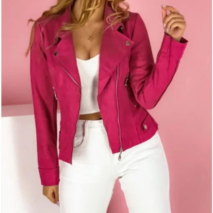 Corina | Convertible Collar Zip-Up Moto Jacket