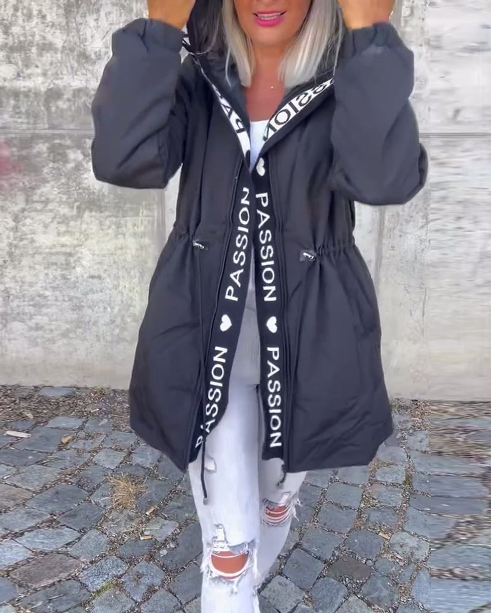 Corinne | Hooded Drawstring Midi Parka
