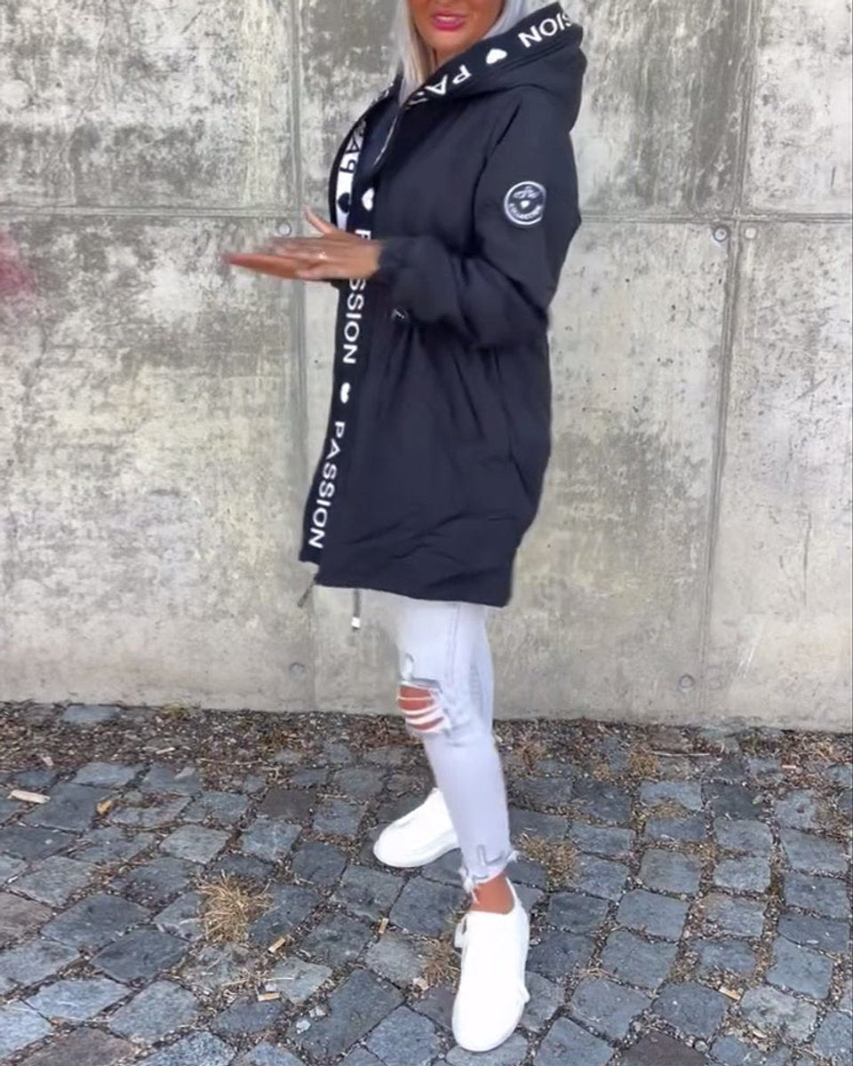 Corinne | Hooded Drawstring Midi Parka