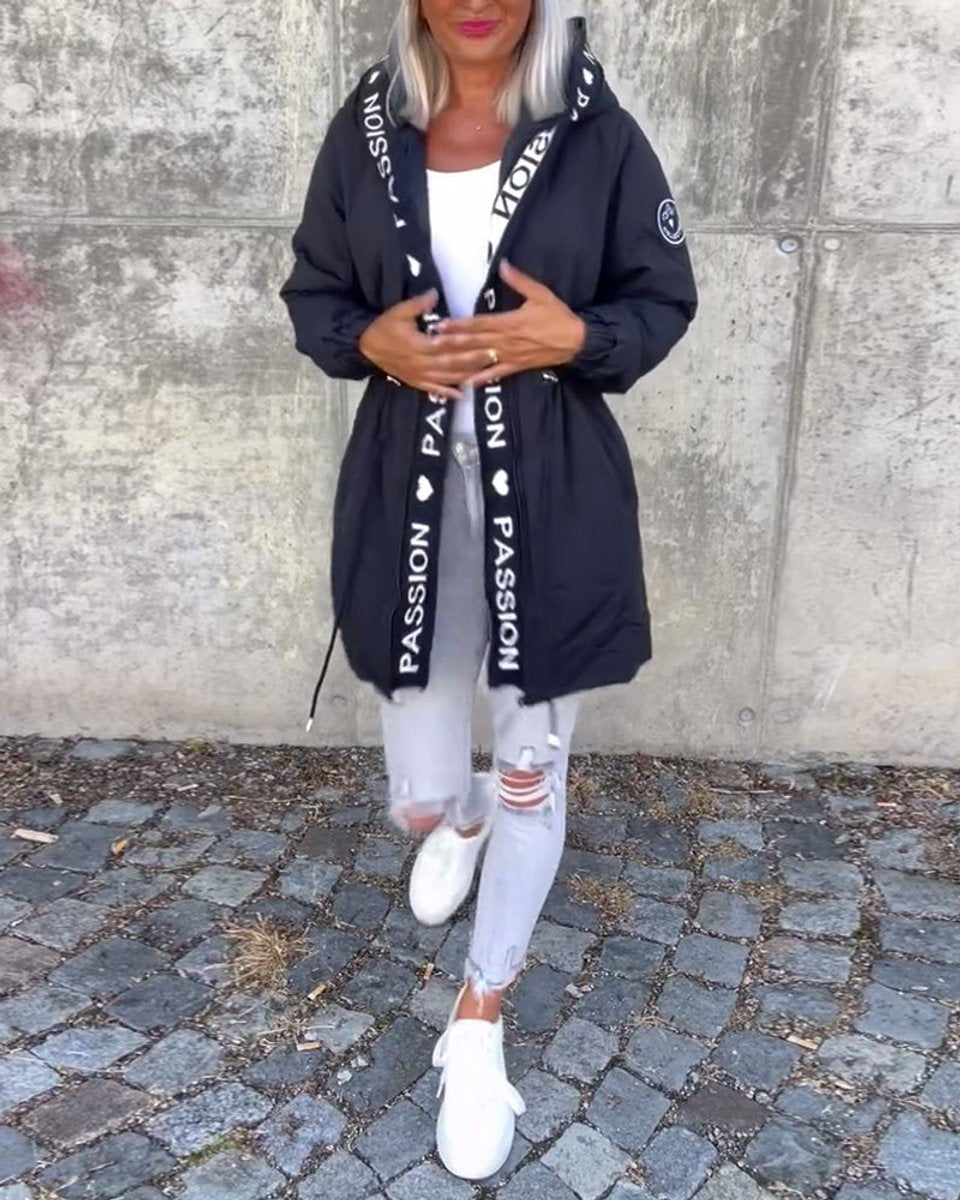 Corinne | Hooded Drawstring Midi Parka