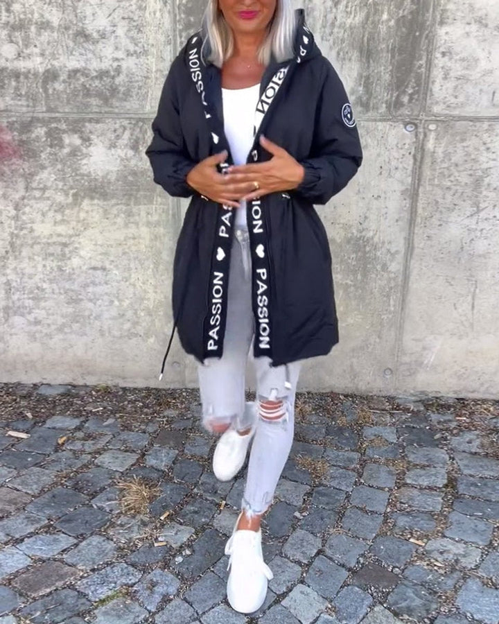 Corinne | Hooded Drawstring Midi Parka