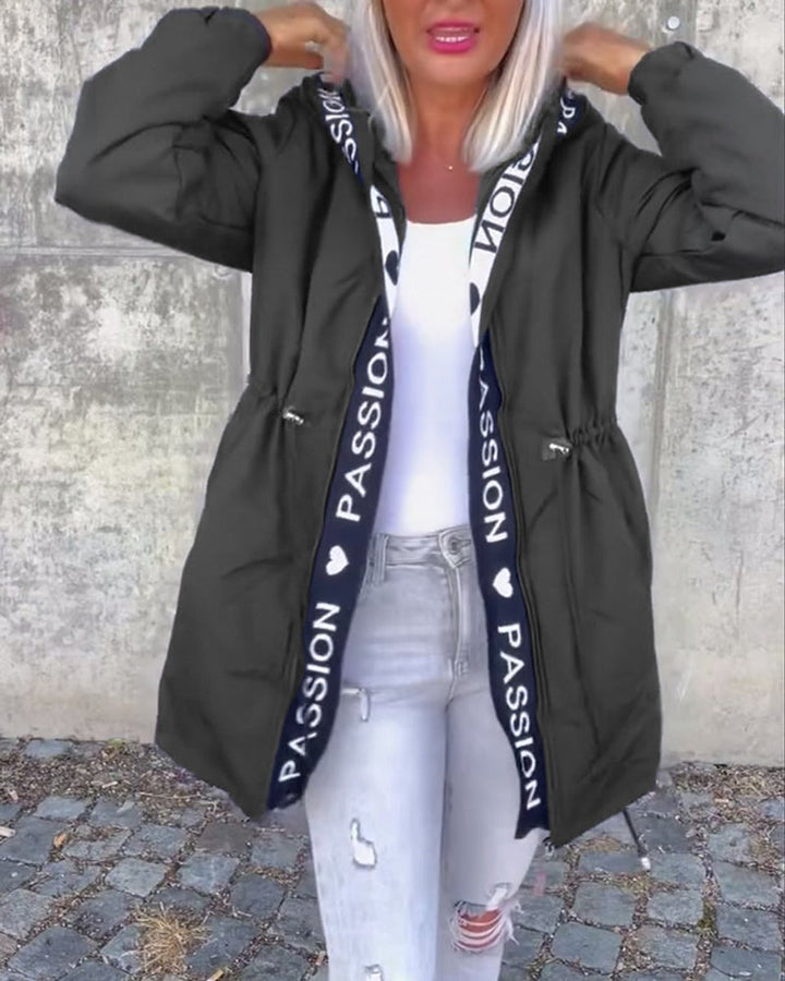 Corinne | Hooded Drawstring Midi Parka
