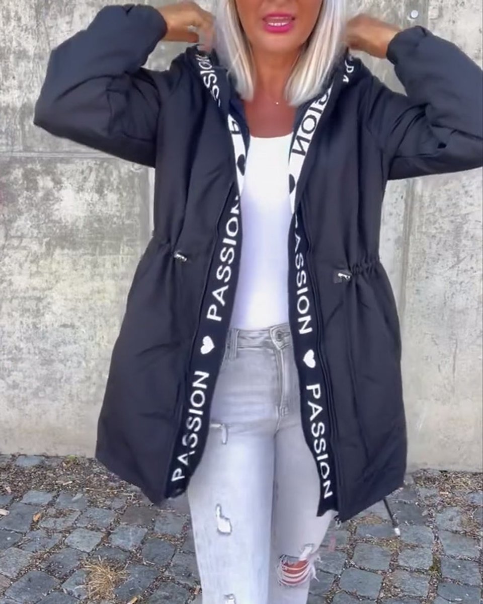 Corinne | Hooded Drawstring Midi Parka