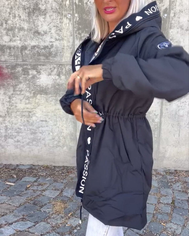 Corinne | Hooded Drawstring Midi Parka